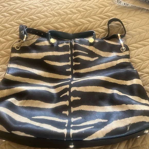 Furla Black and White Shoulder Bag with Zebra Print - Picture 8 of 14